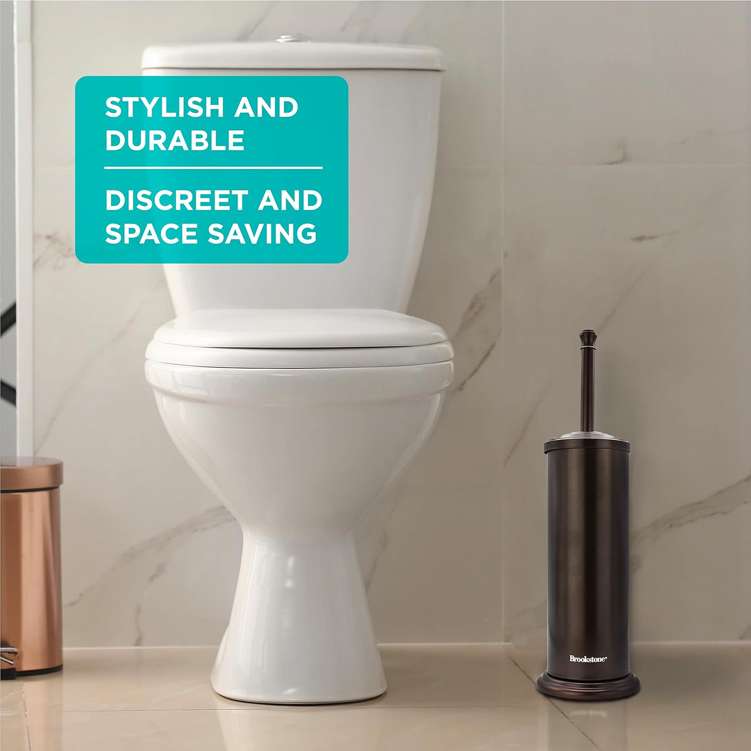 Brookstone Bronze Toilet Brush with Holder 1