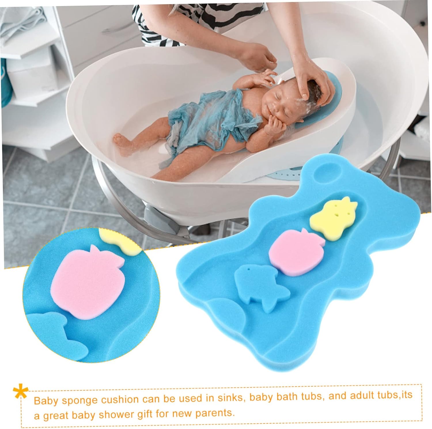 Lightweight Bear Bath Sponge Mat for Safe Bathing
