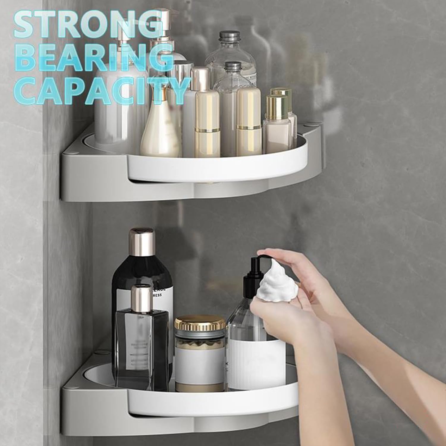 Corner Shower Caddy with Lazy Susan Organizer No Drilling
