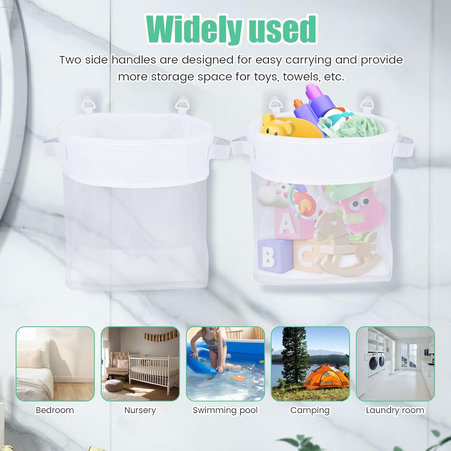 LYDODOKA 2Pcs Bath Toy Storage Holder with 4 Hooks