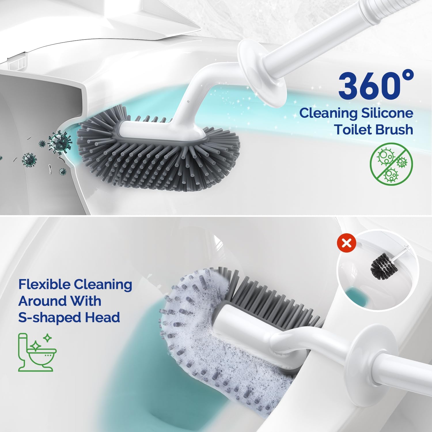 HAMITOR Toilet Brush Holder Set - 2 Pack White