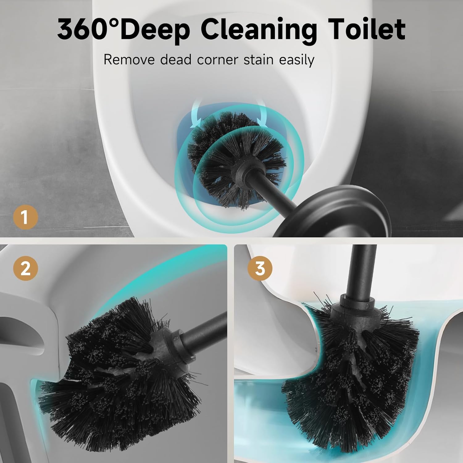 UNCONSIL Black Toilet Brush and Holder with Lid