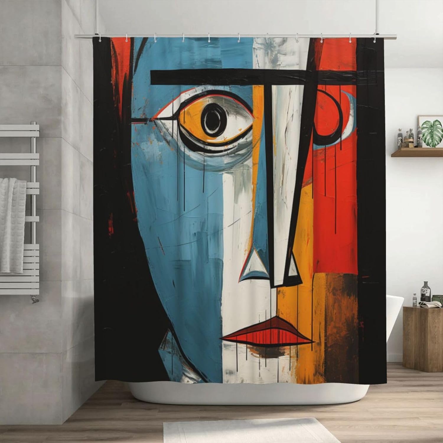 DAOWANGZUO Female Face Shower Curtain Set with 12 Hooks 72x72in