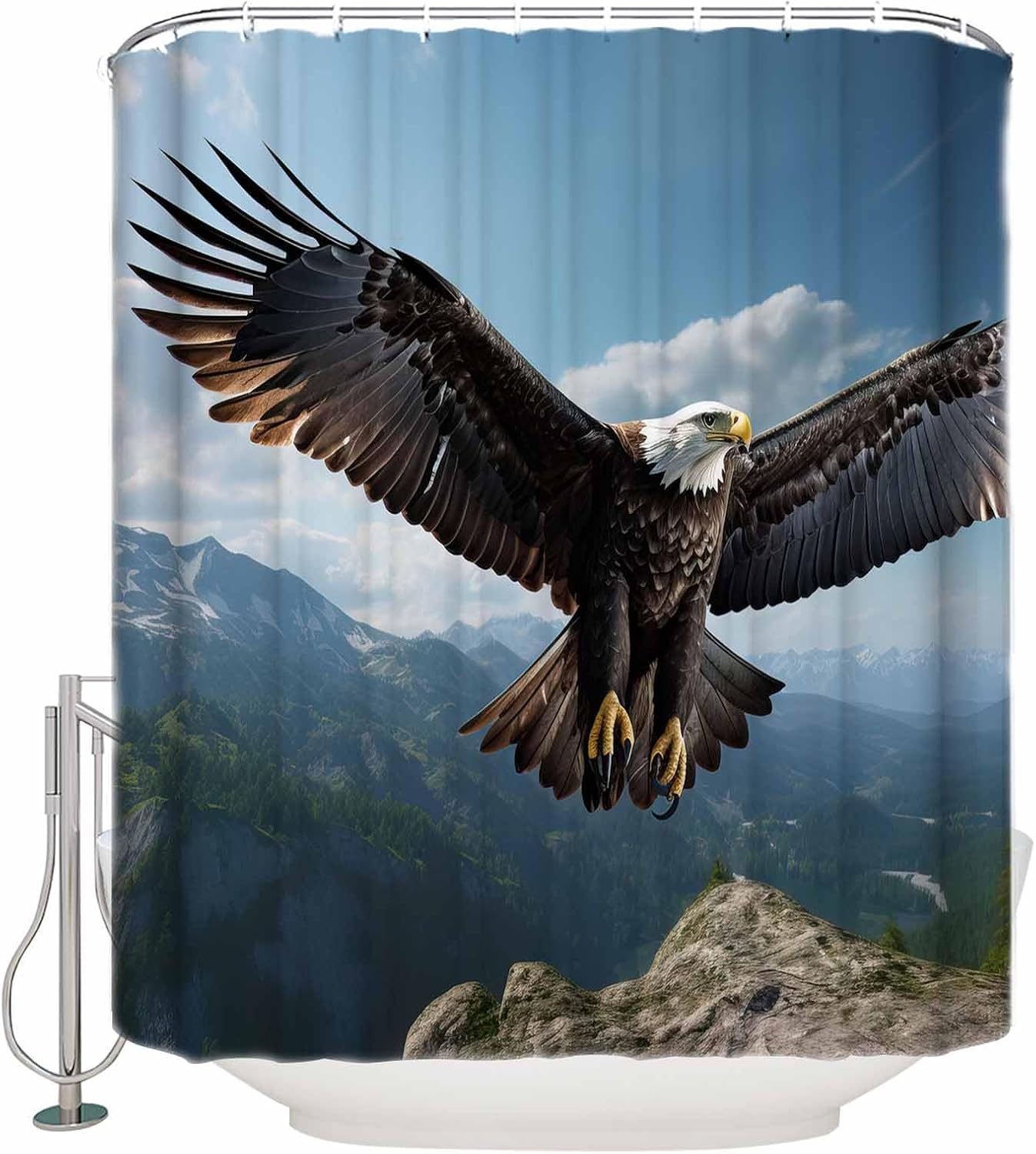 Eagle Shower Curtain Set with Hooks 72x72 Inches Waterproof
