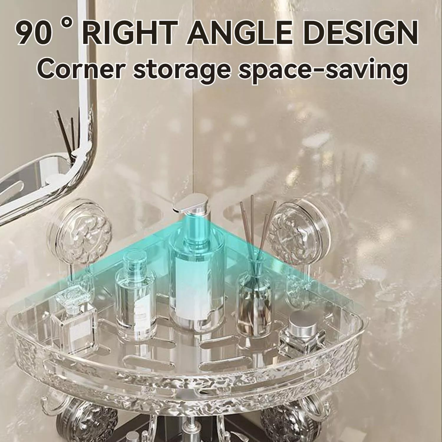 No Drill Shower Caddy with Suction Cups and Hooks