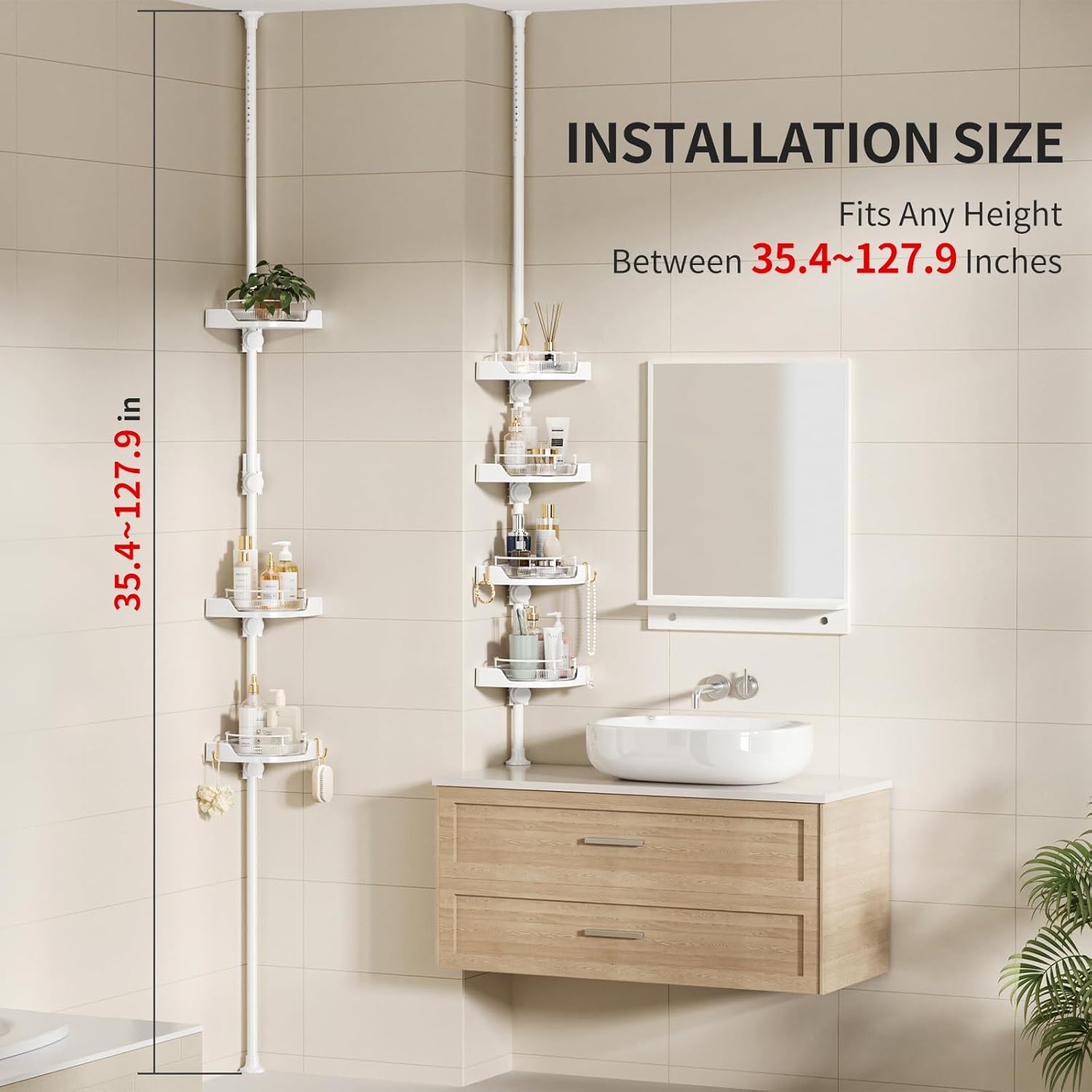 Shuang Qing 4-Tier Rotating Shower Caddy with Safety Guardrail