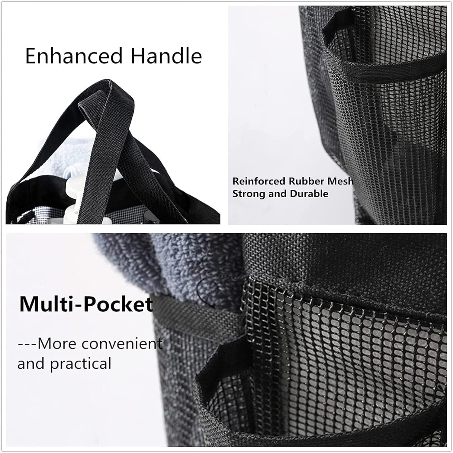 2025 Portable Shower Caddy Bag with 8 Pockets - Black