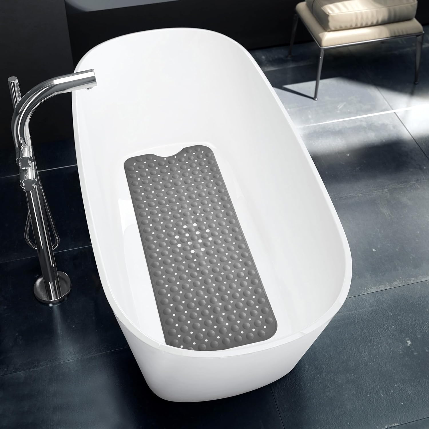 LDC Bath Mat 40x16 Grey with Suction Cups