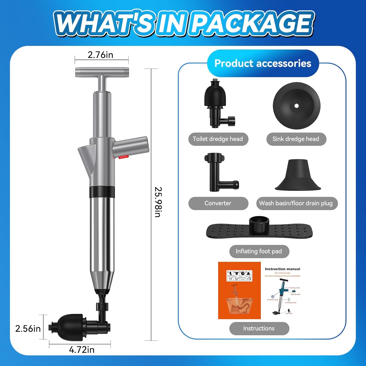 EXPBSYOU High Pressure Toilet Plunger with Visual Barometer