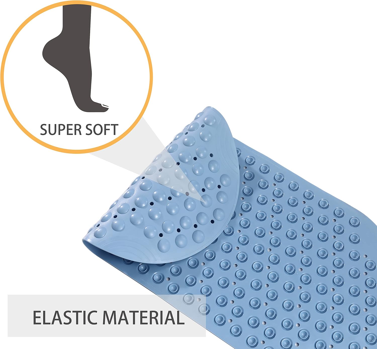 Mantto Non-Slip TPE Bathtub Mat Blue 35x16
