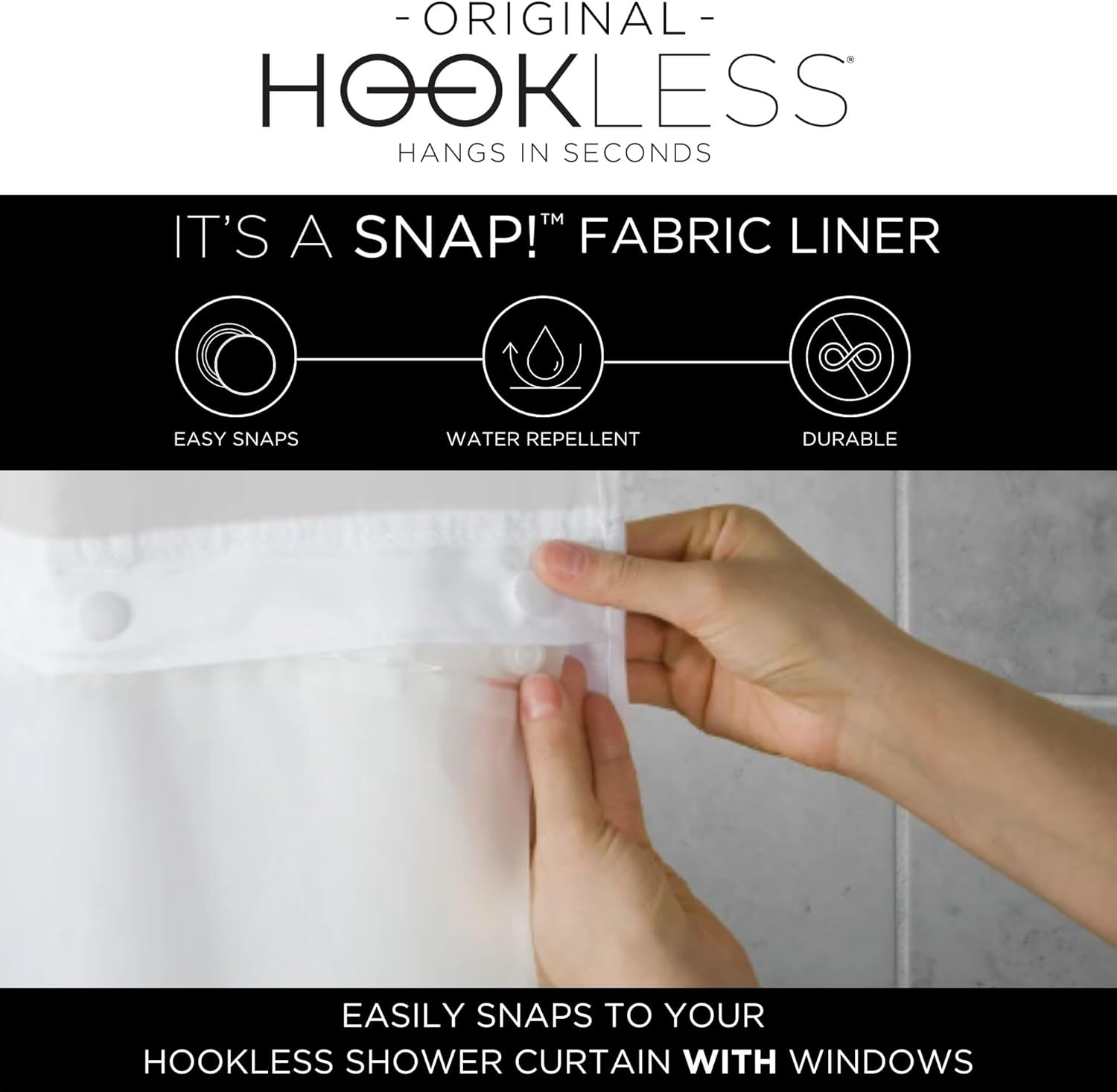 Hookless 3-in-1 Waffle Shower Curtain Set Navy 71 x 74