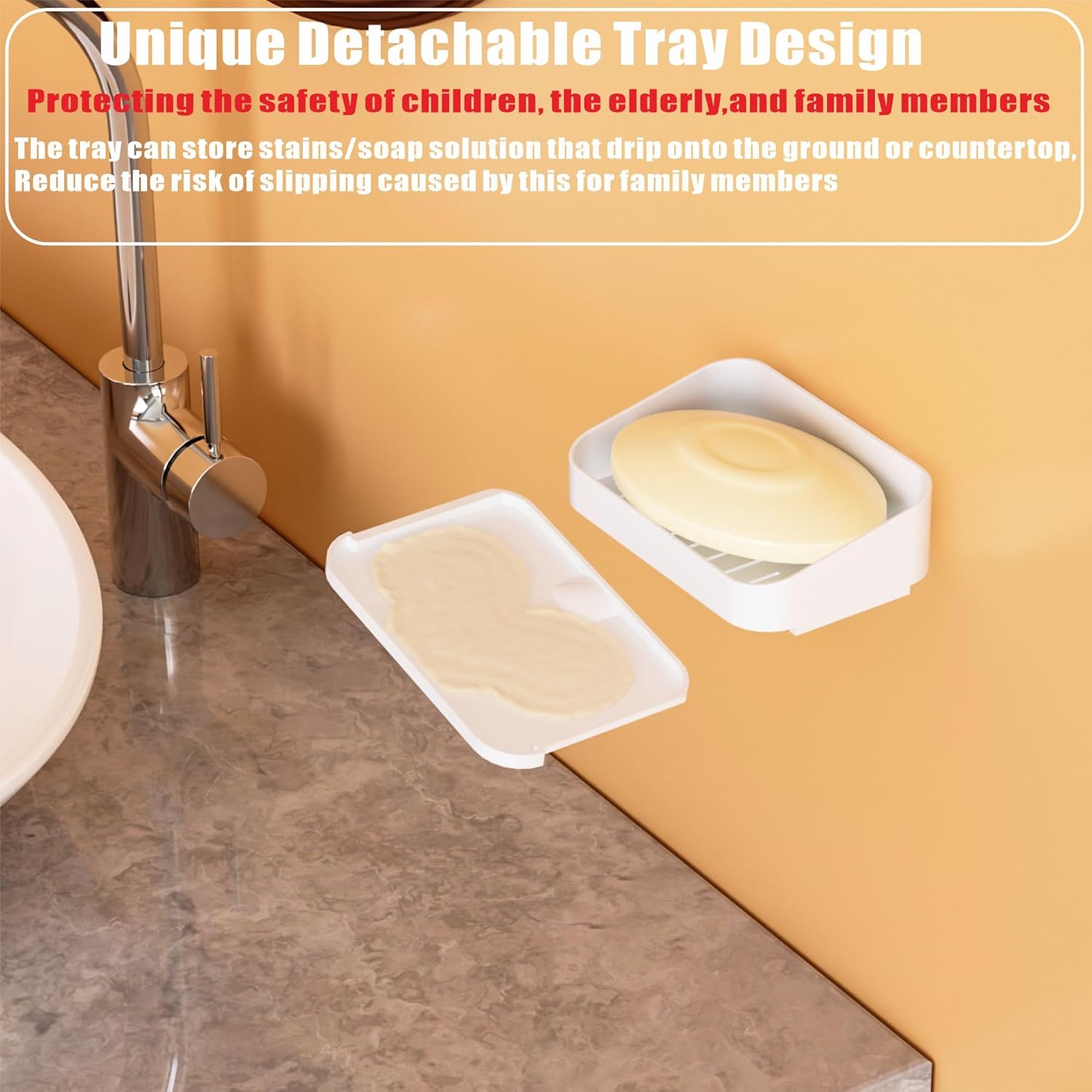 SUOXING Adhesive Soap Holder for Shower Wall White Plastic 2 Pack
