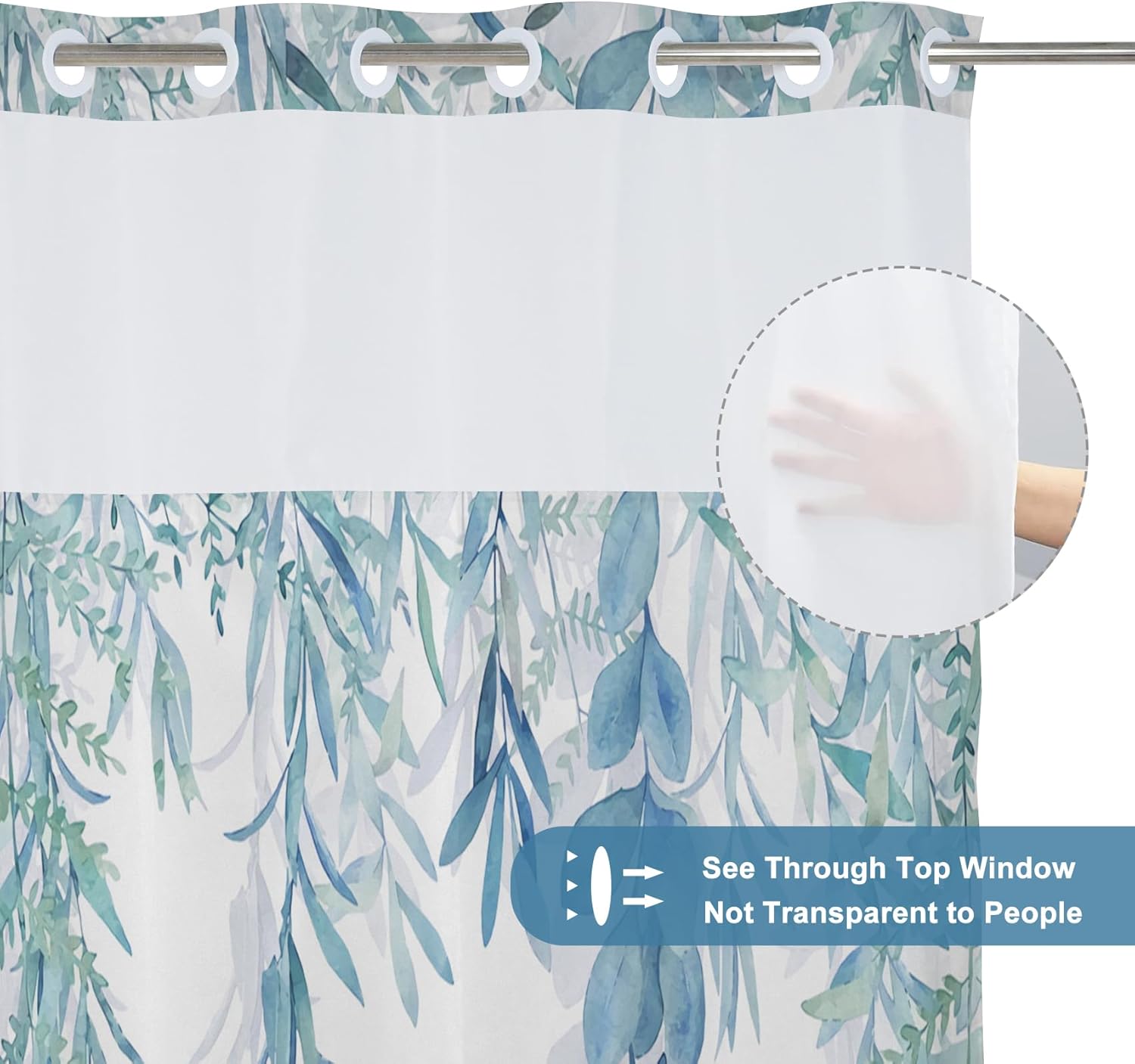 AWERT Double Layer Shower Curtain Set with Snap Liner Sage Green