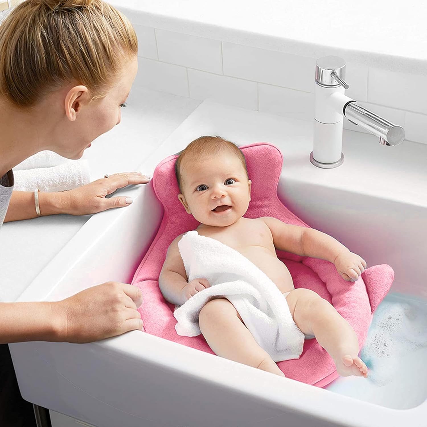 Soft Non-Slip Kids Bath Mat with Four-Way Buckle