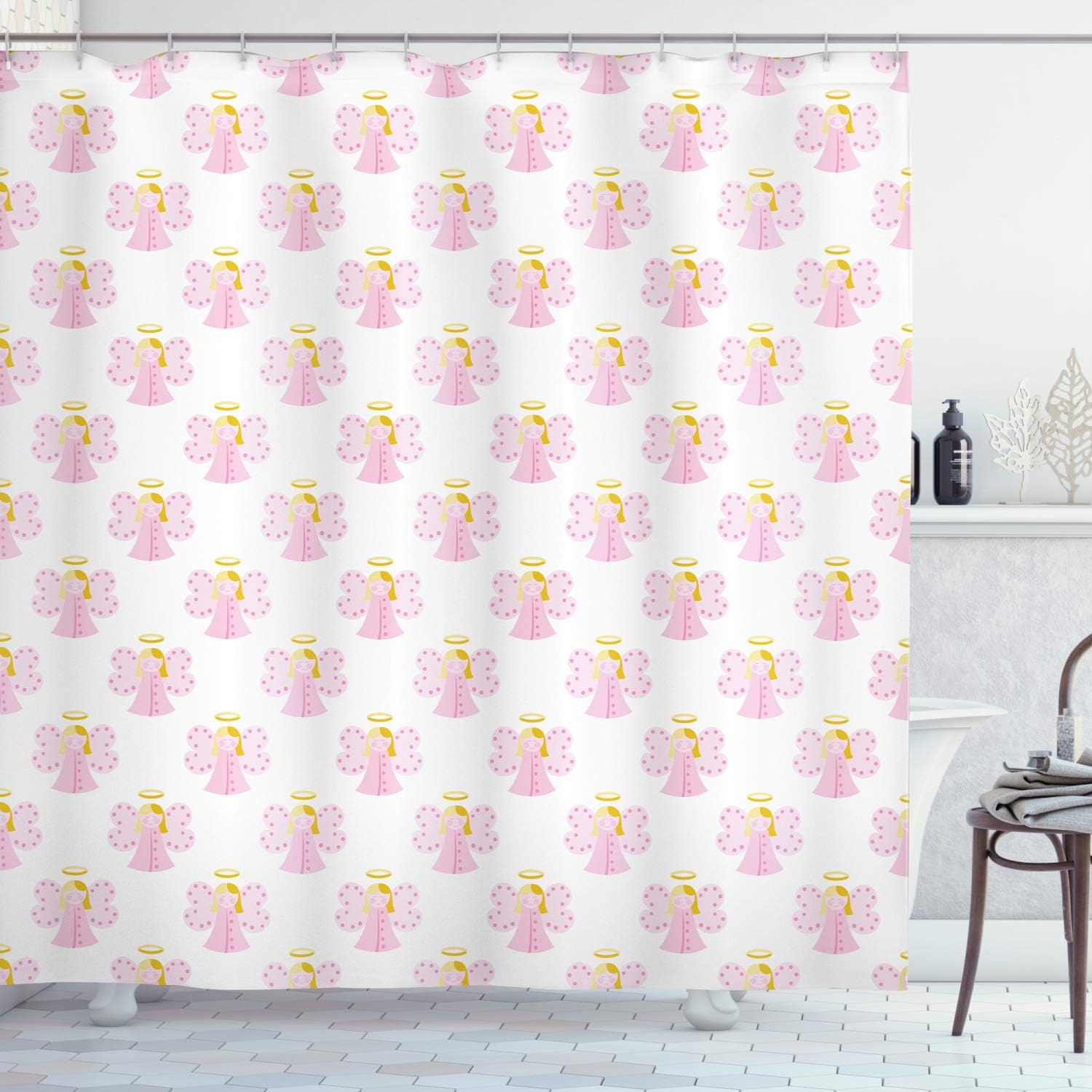 Ambesonne Angel Shower Curtain with Hooks