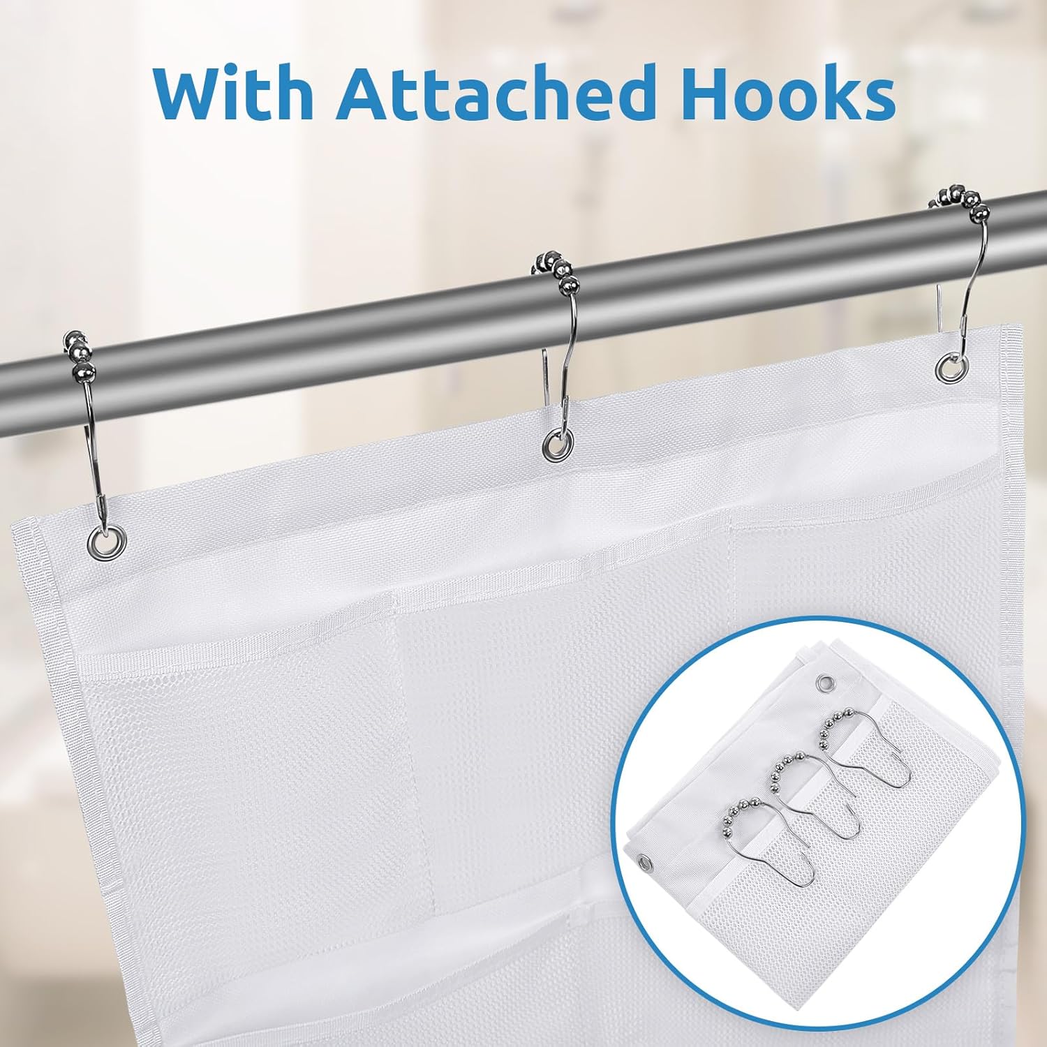 Phyxin Mesh Shower Caddy with 3 Hooks and 7 Pockets 1