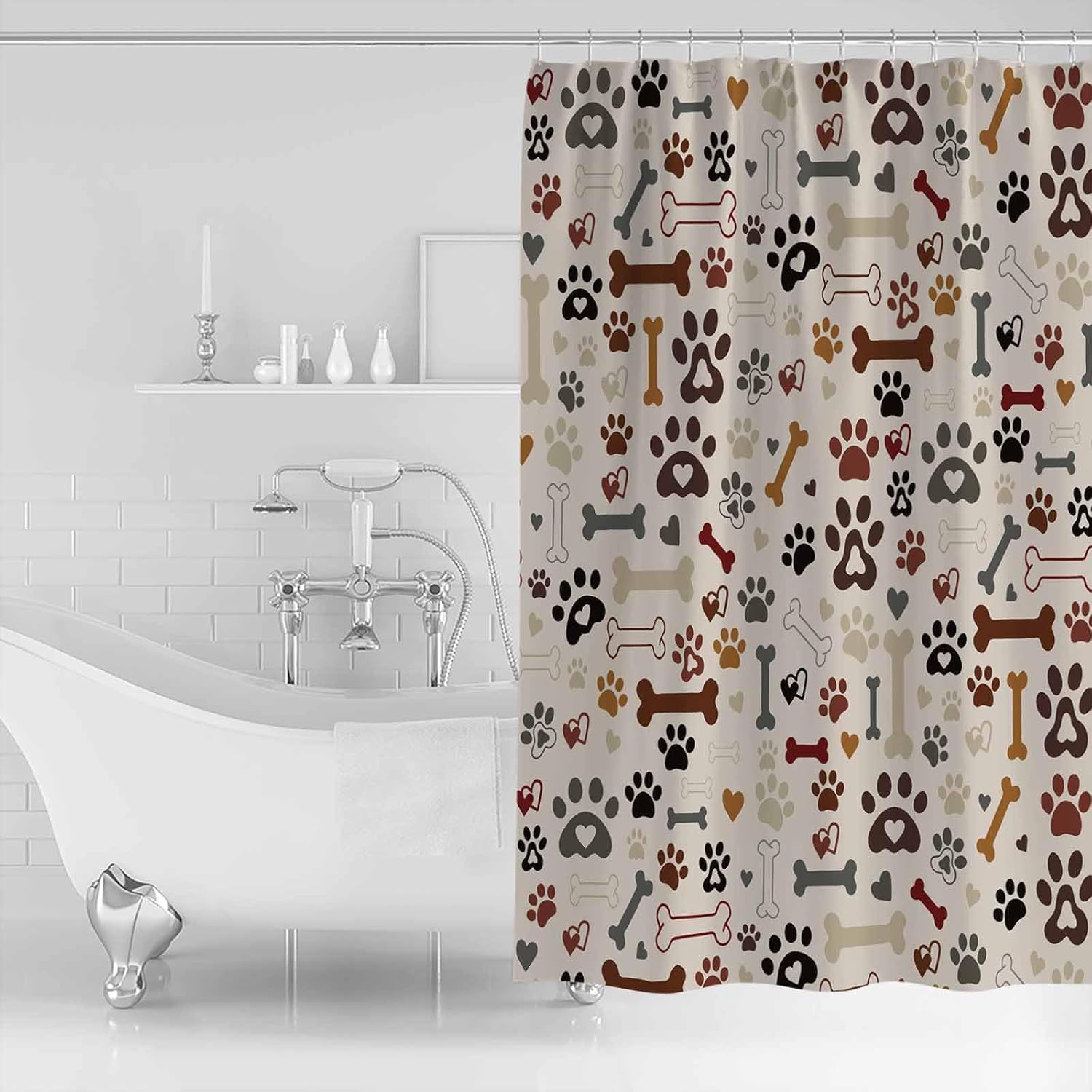 ZOE GARDEN Dog Claws Love Shower Curtain Set