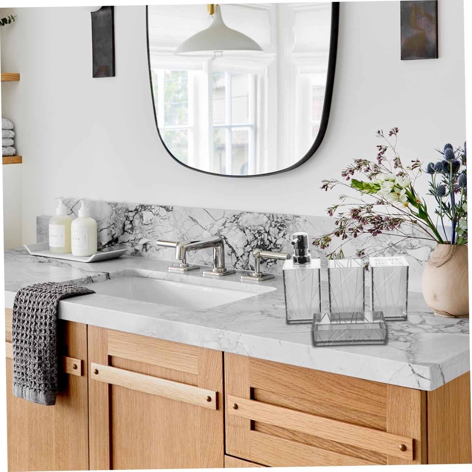 LIFKOME 1Set Transparent Grey Bathroom Accessories 1