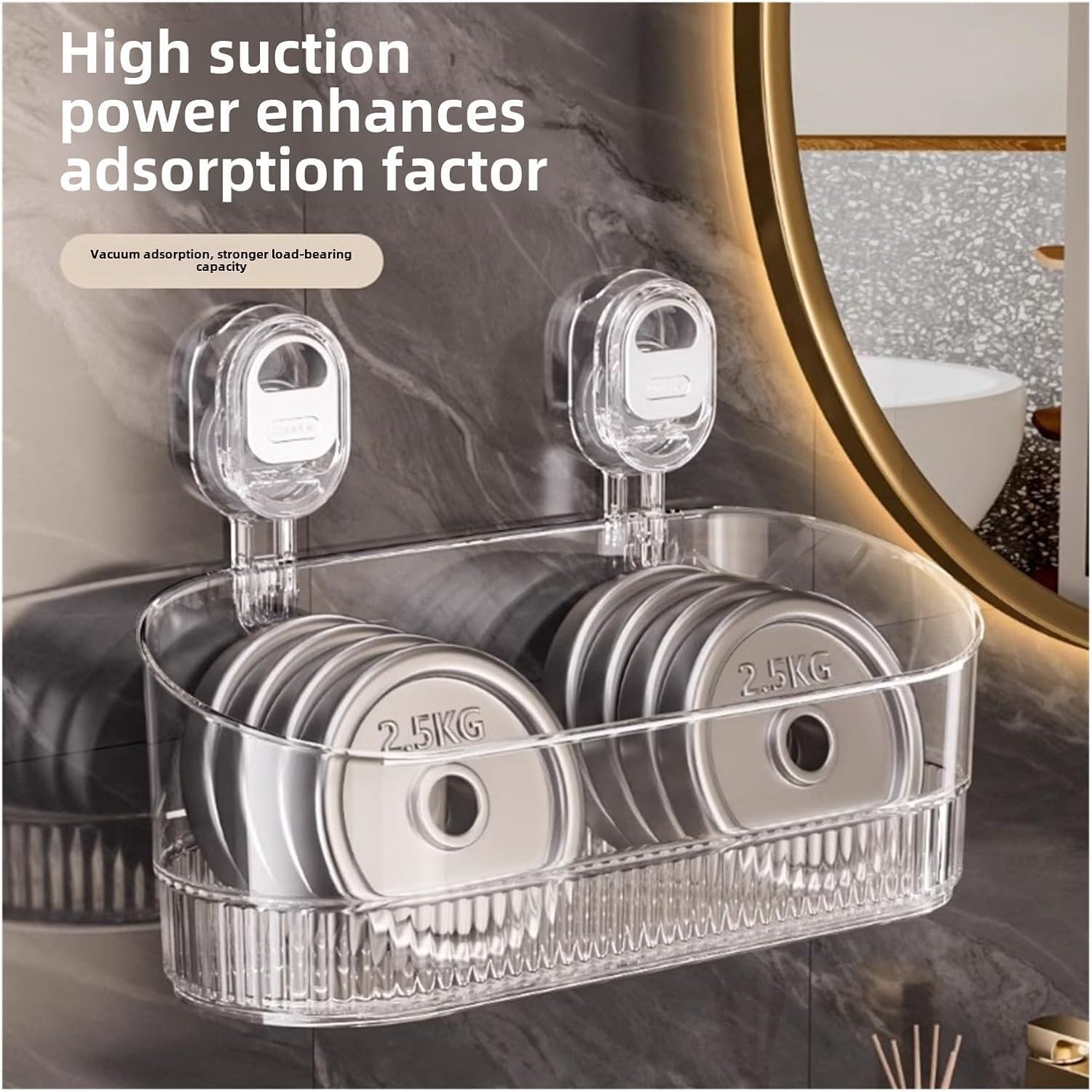 No Drill Bathroom Suction Storage Box with Large Capacity