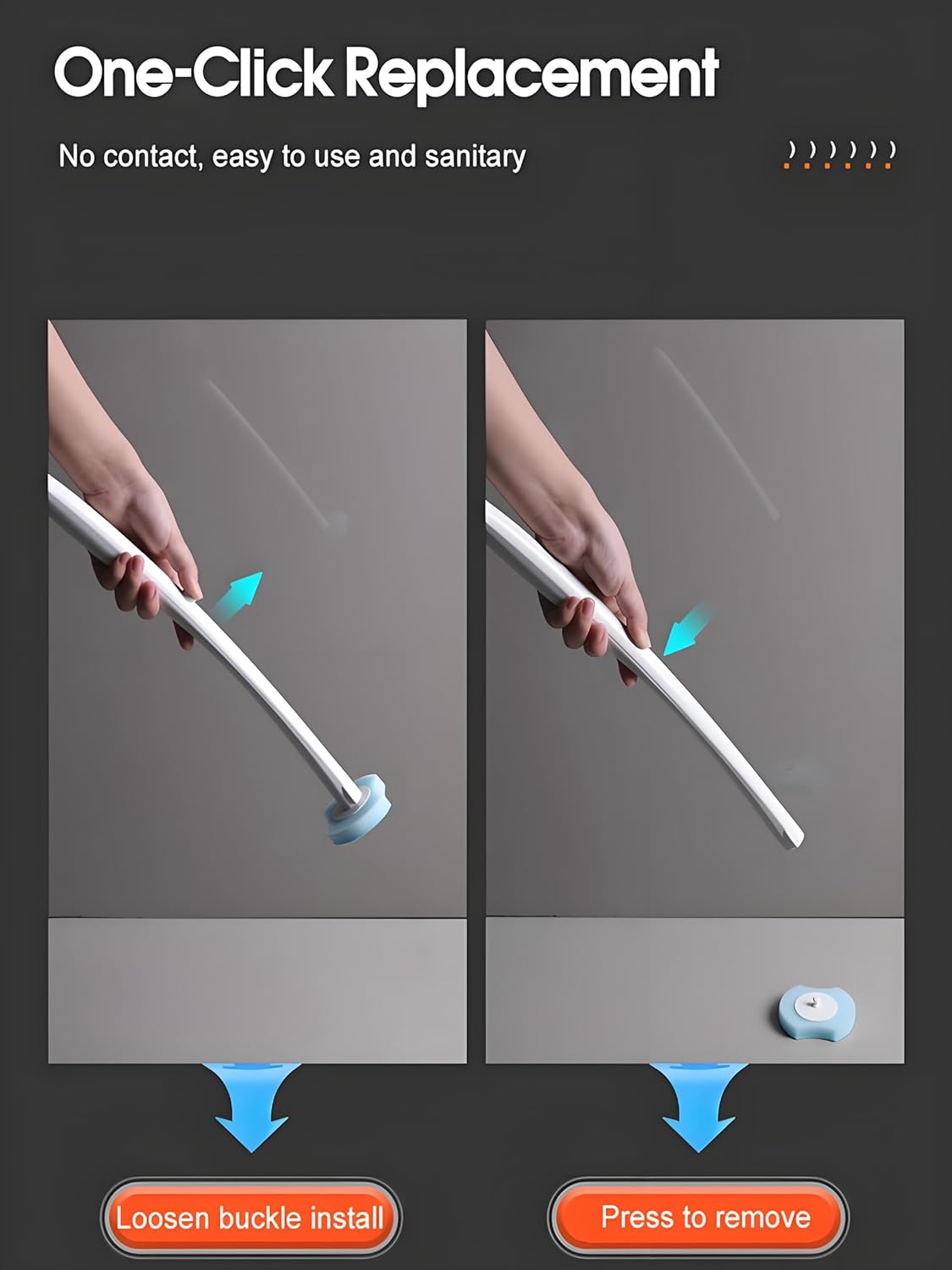 KIRIKIT Toilet Brush Kit with 48 Refills and Holder