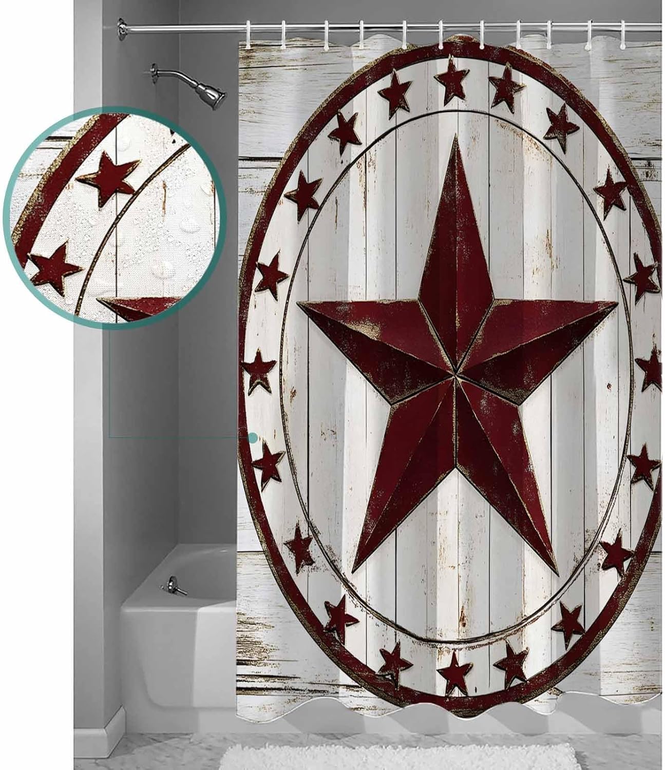 ZOE GARDEN Rustic Country Shower Curtain Set 72x72 1