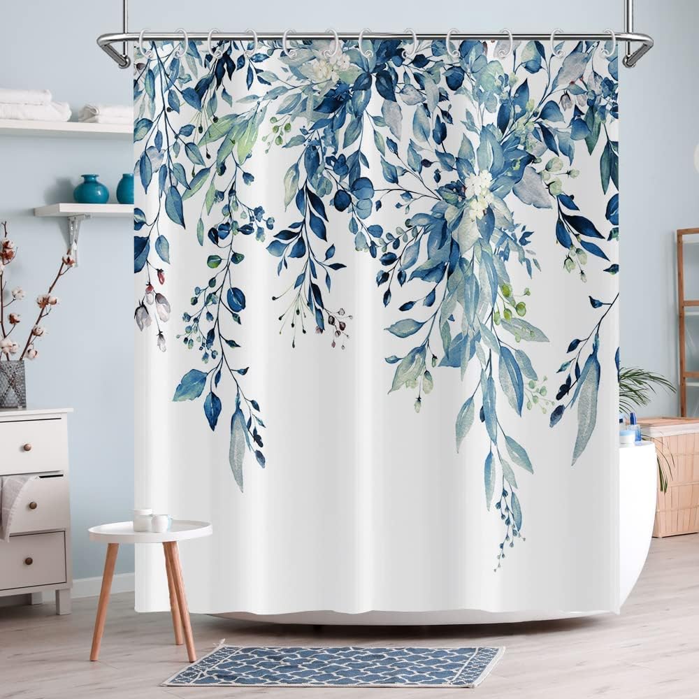 Eucalyptus Leaf Shower Curtain with 12 Hooks 1