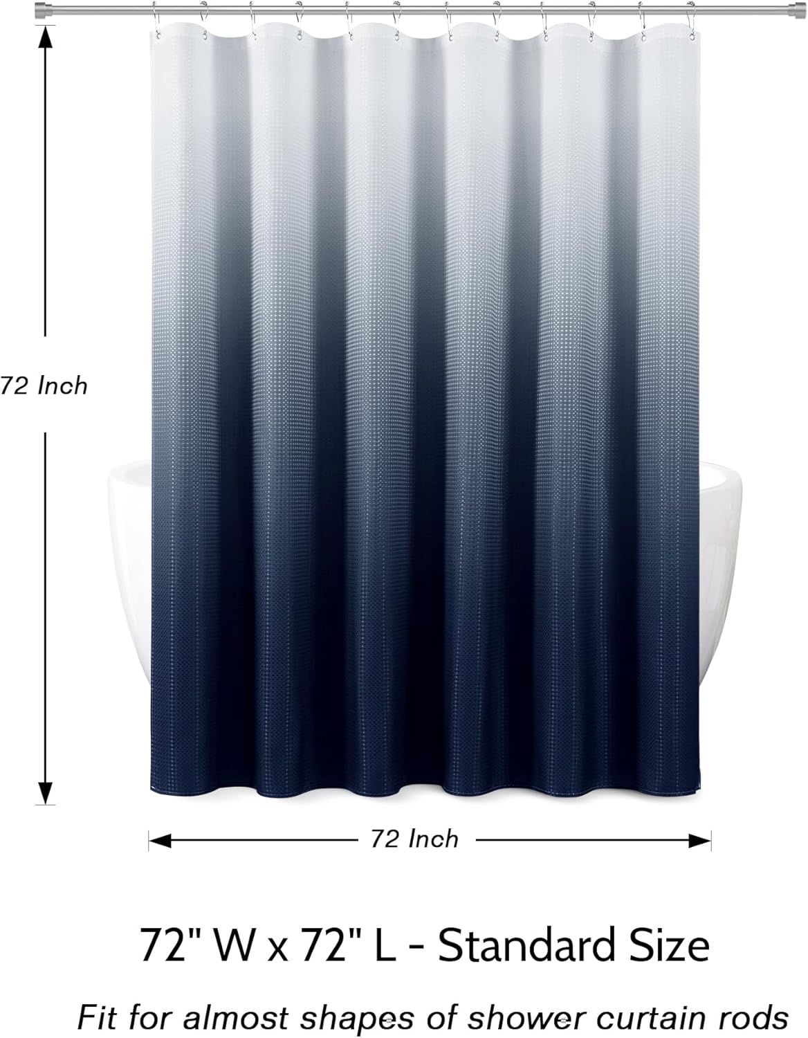 Naturoom Navy Blue Waffle Shower Curtain Set
