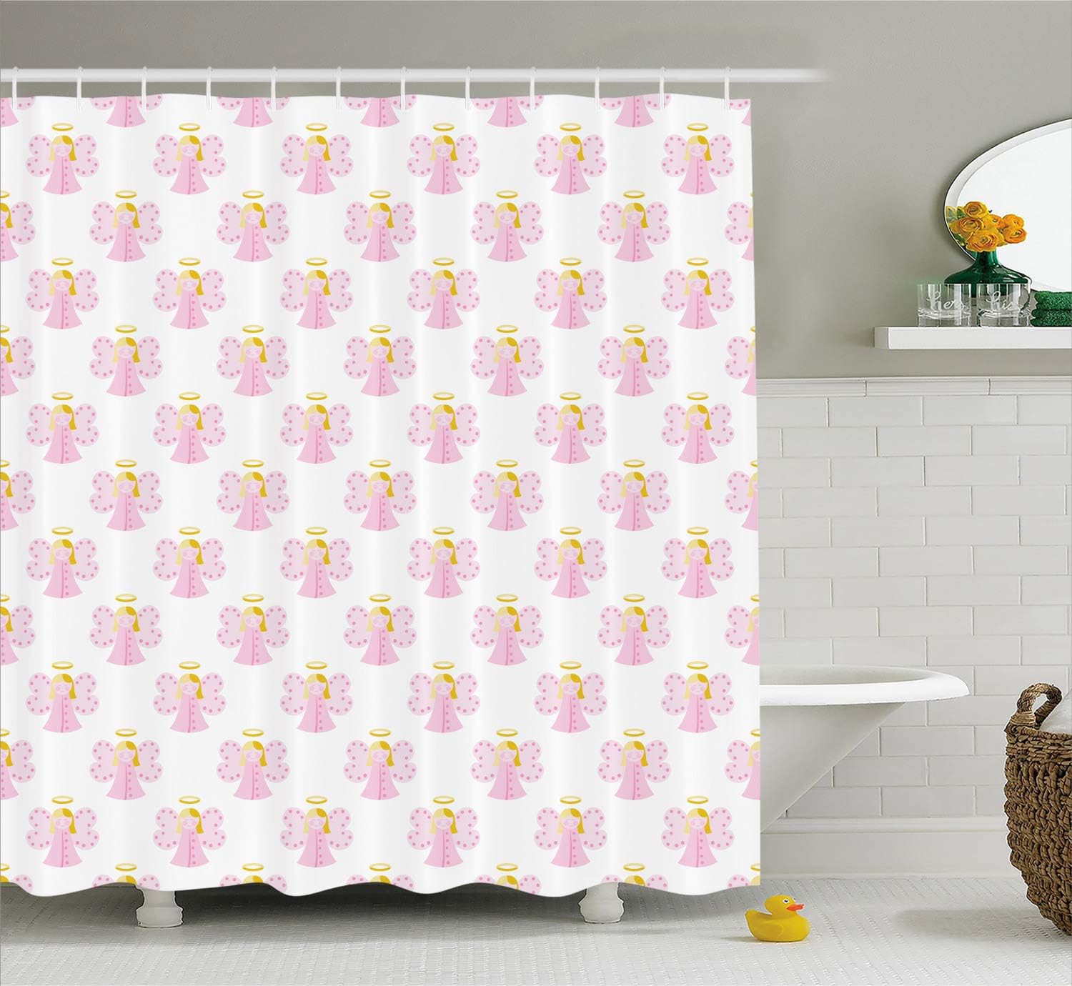 Ambesonne Angel Shower Curtain with 14 Hooks