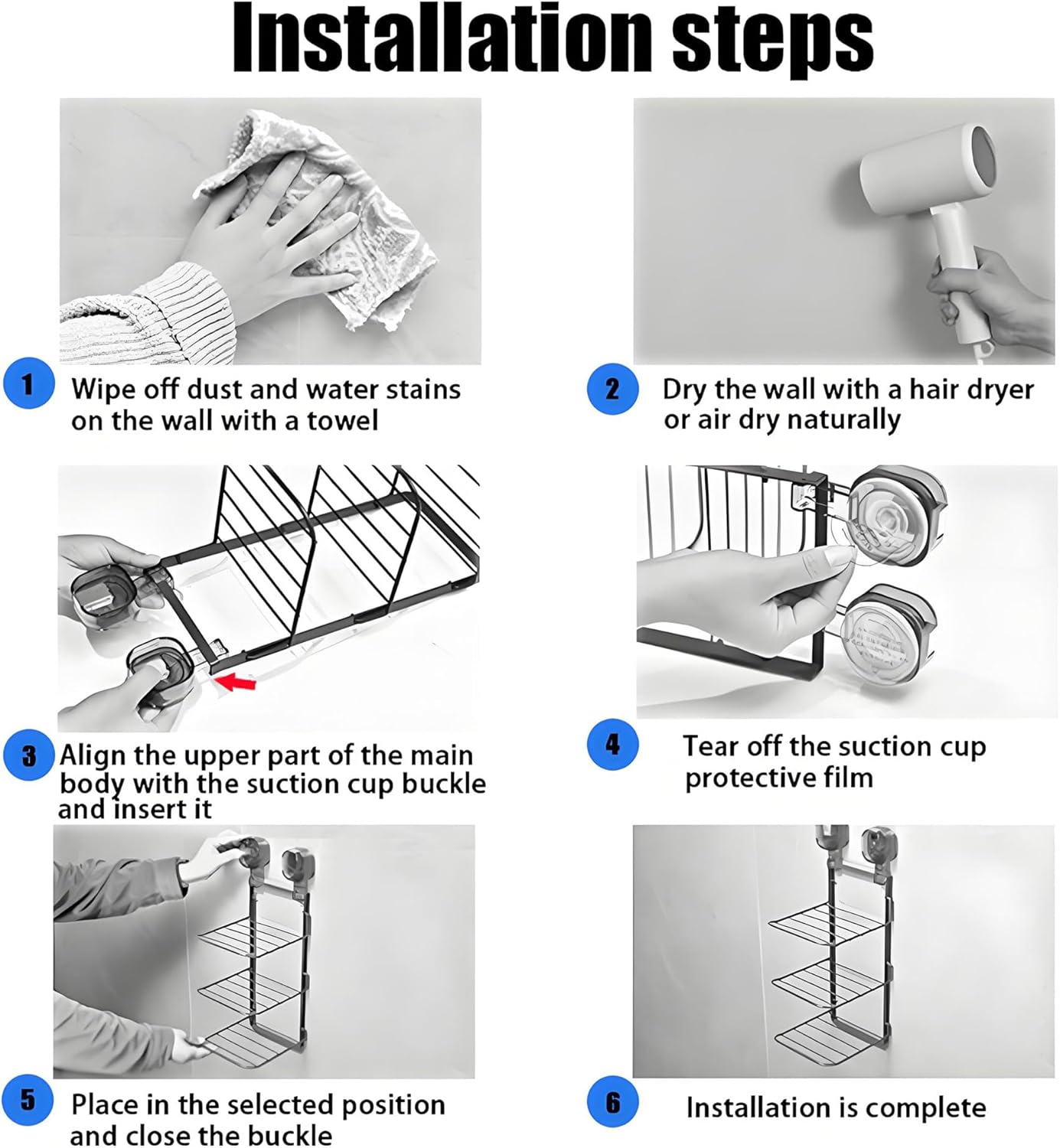 KINGFINGER 3 Tier Shower Caddy with Suction Cup 1