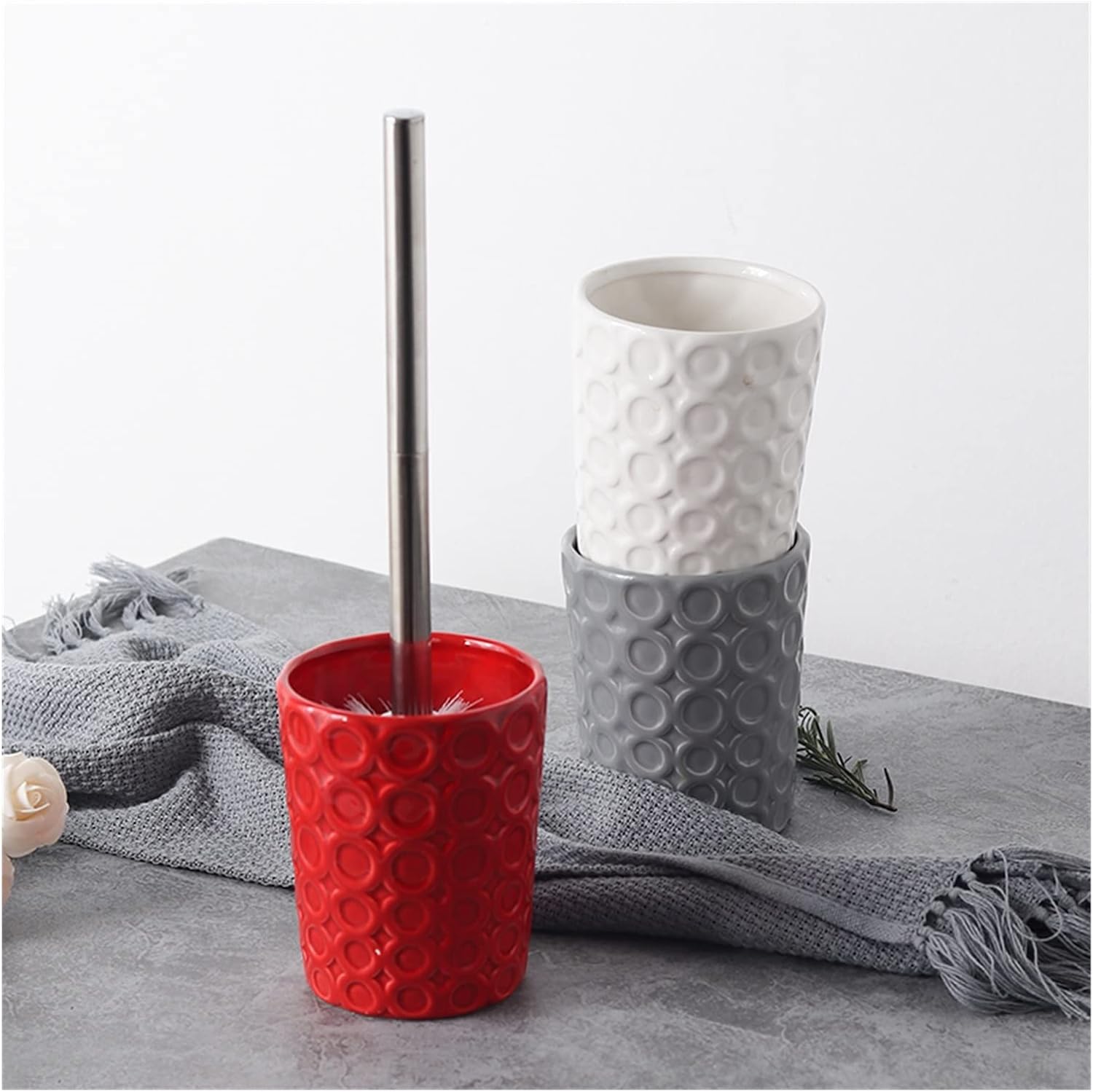 INPETS Toilet Brush Holder Set with Ceramic and Stainless Steel