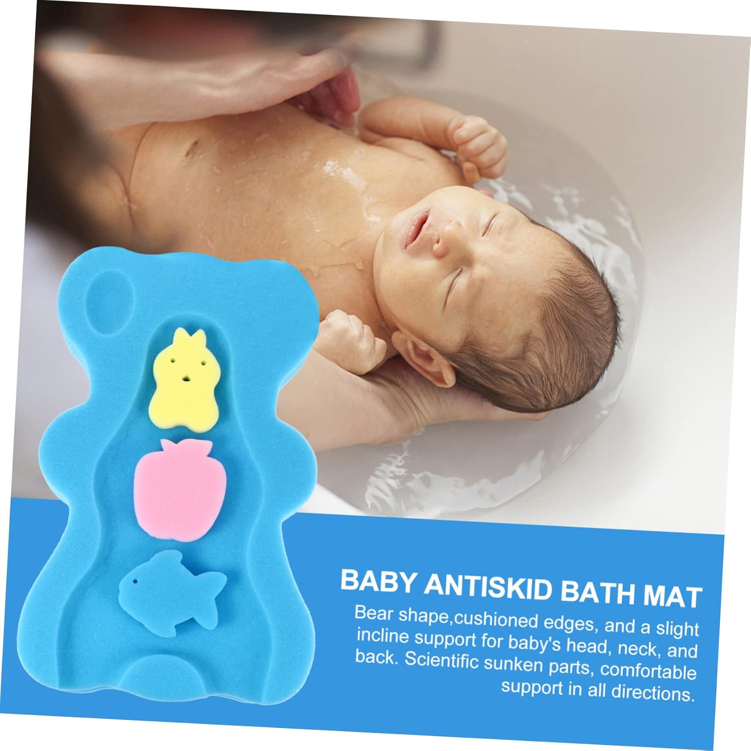 Abaodam Bath Sponge Cushion Non-Slip Mat for Kids