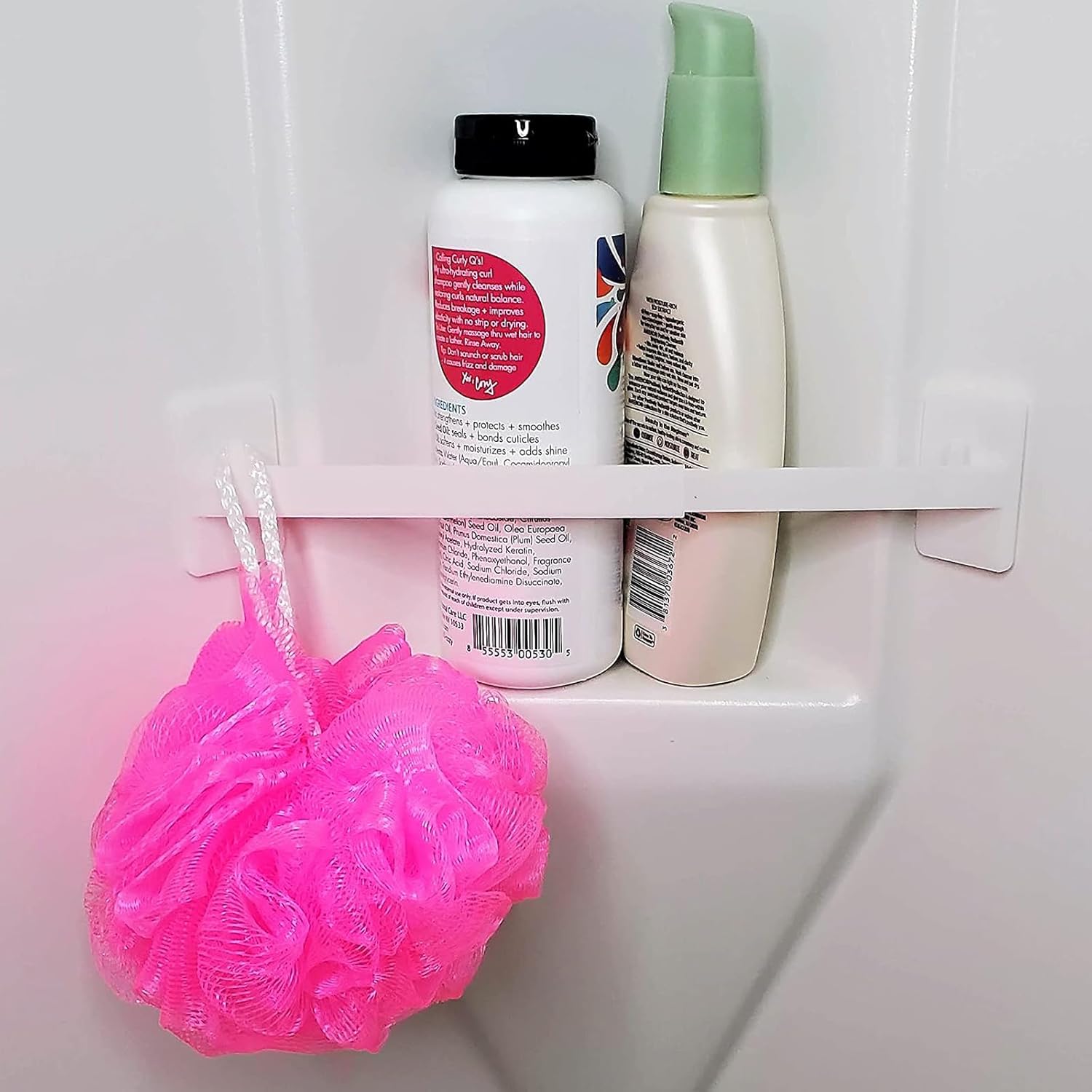 Adjustable Corner Shower Storage Holder with Telescopic Support