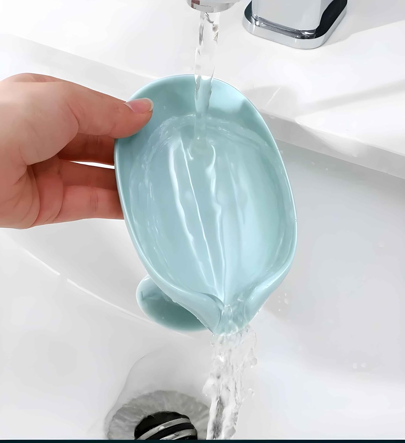 Self-Draining Soap Dish with Suction Cup Holder