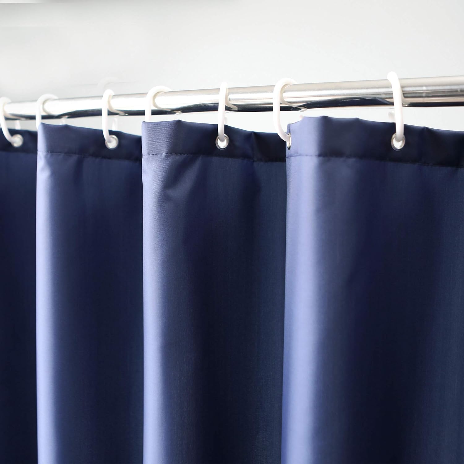 AooHome 72x66 Inch Navy Blue Shower Curtain Liner with Hooks and Weighted Hem