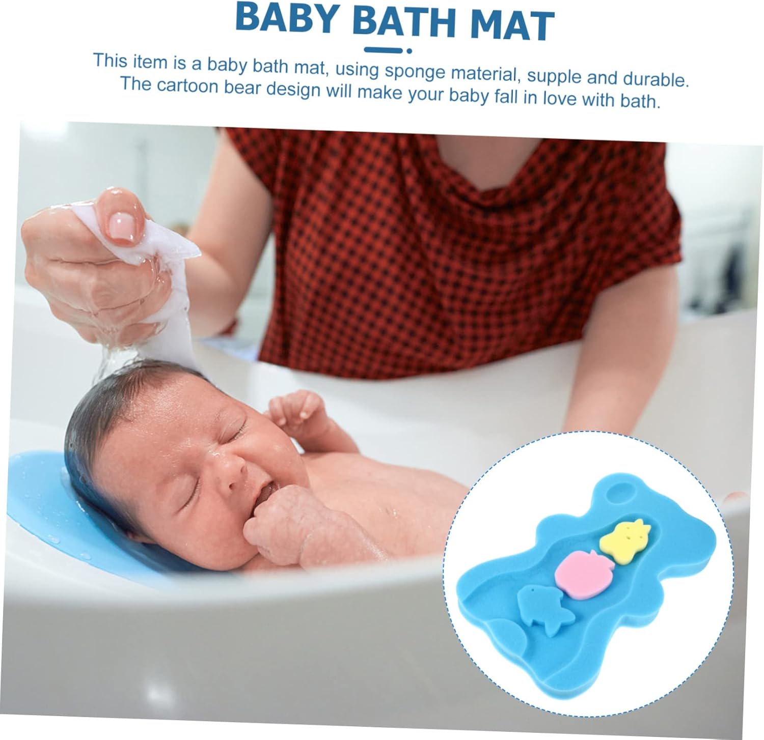 Lightweight Bear Bath Sponge Mat for Safe Bathing