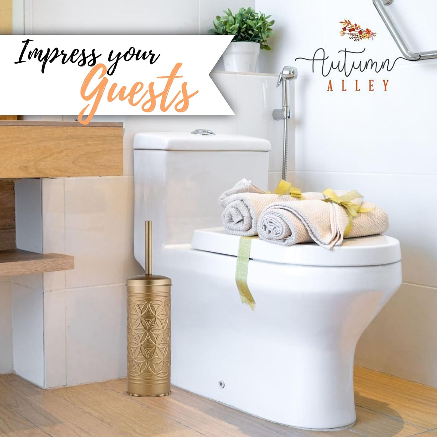 Autumn Alley Brushed Gold Toilet Brush Set