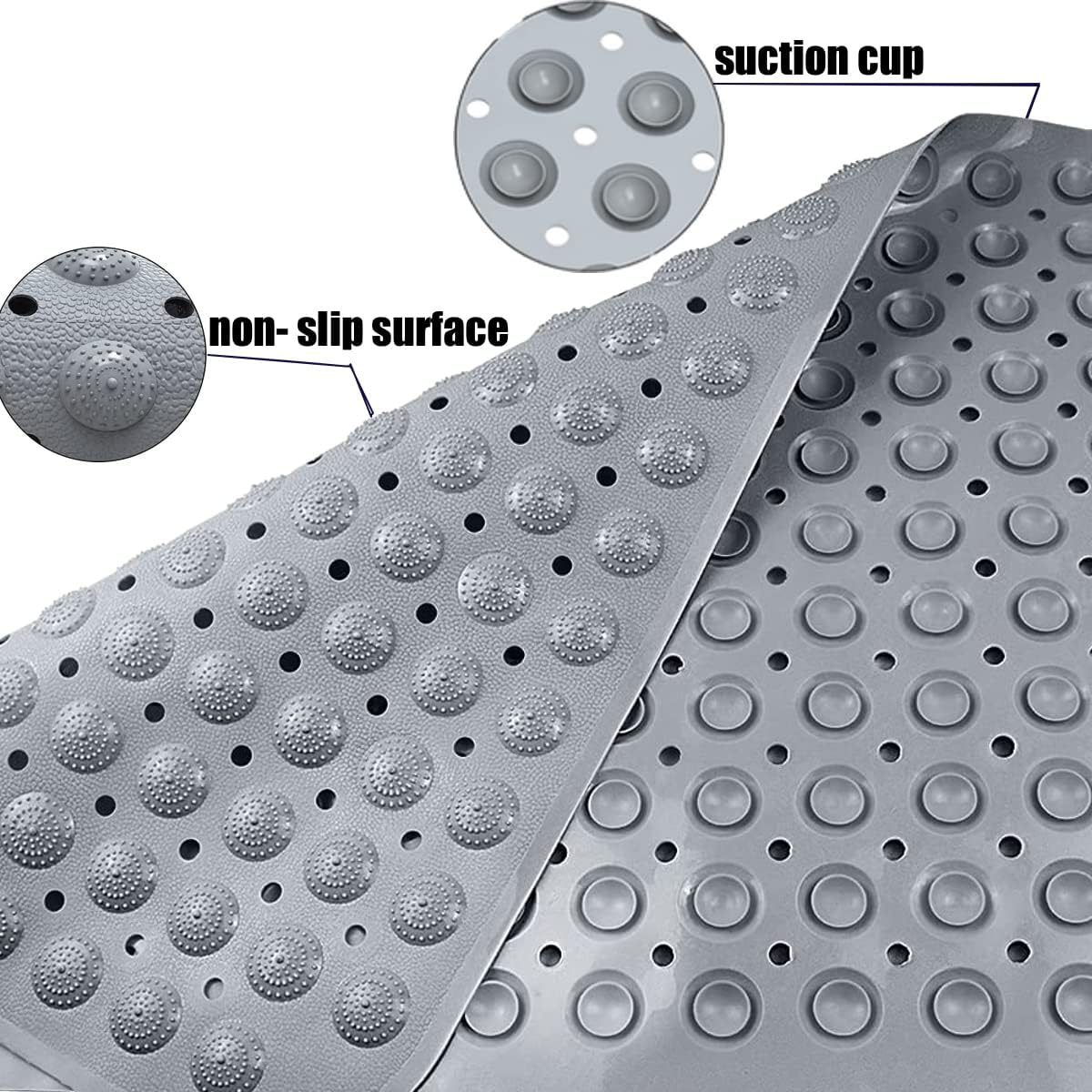 Non-Slip Bath Mat with Suction Cups for Shower Stall