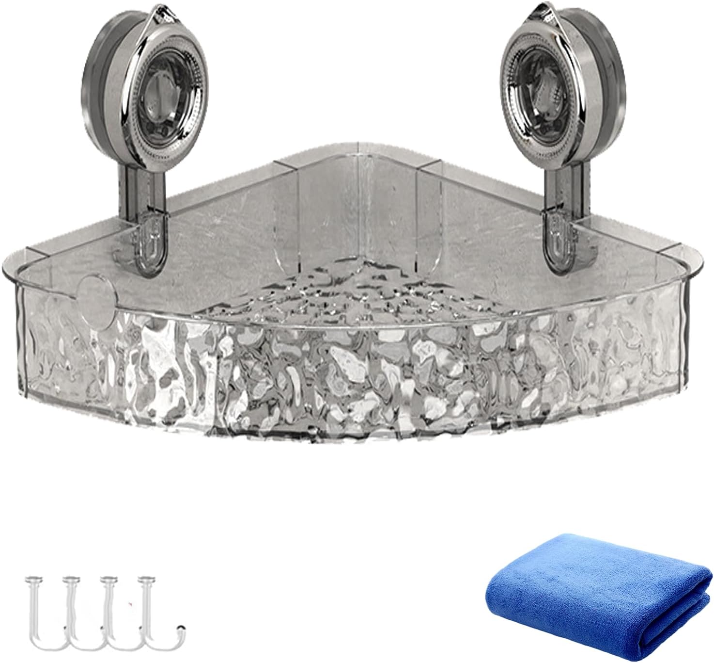 No Drill Shower Caddy with Suction Cups and Hooks