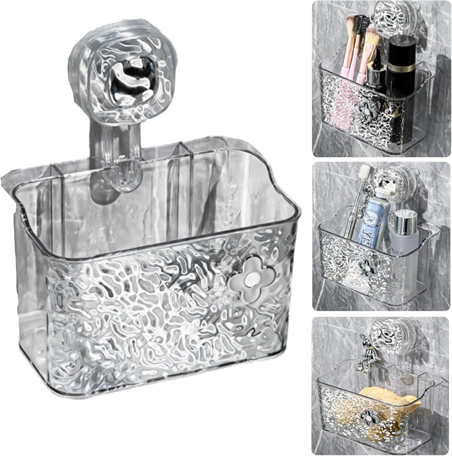 Corrugated Suction Cup Shower Caddy - No Drill White 1PC