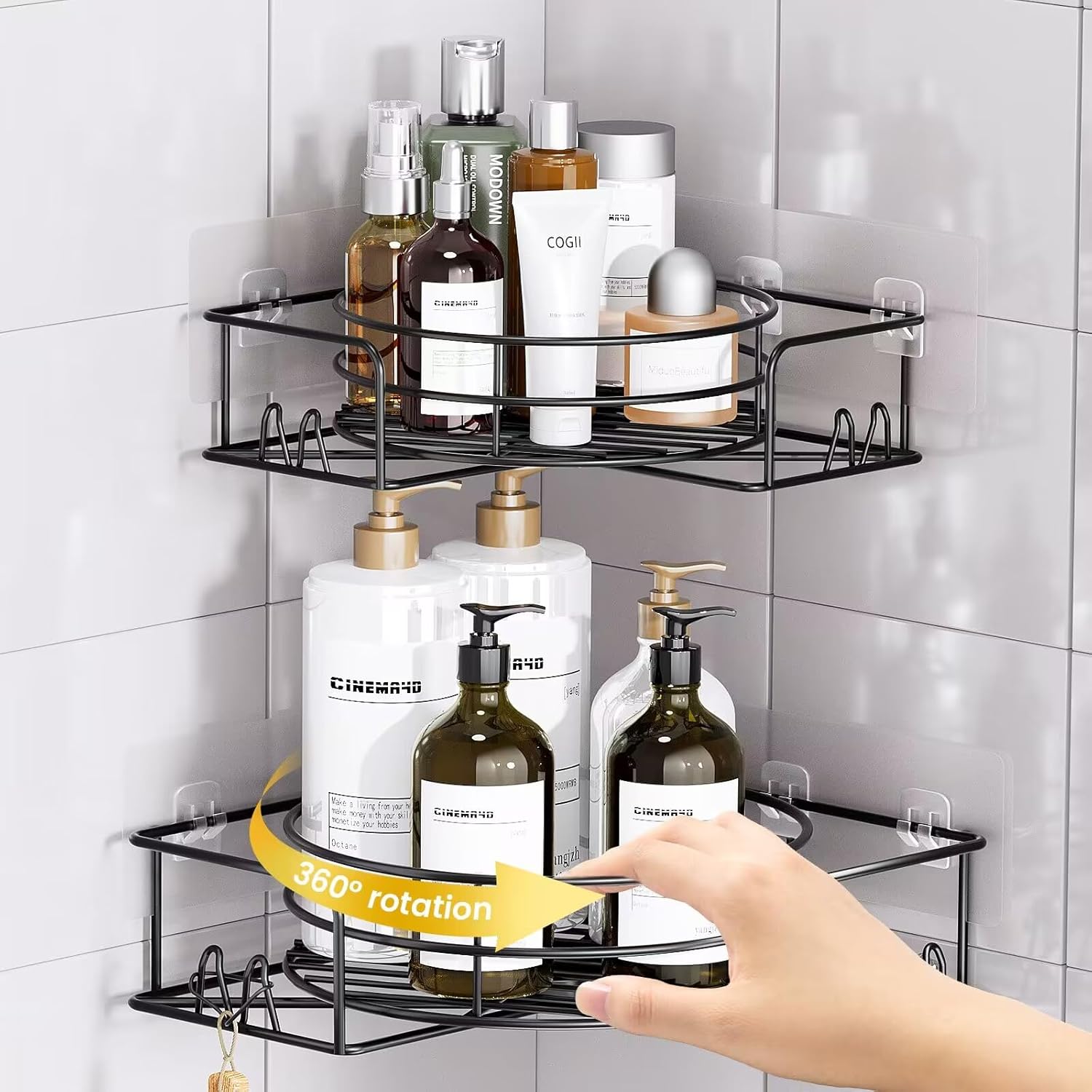 IUGOBI 2 Pack Corner Shower Caddy - Black