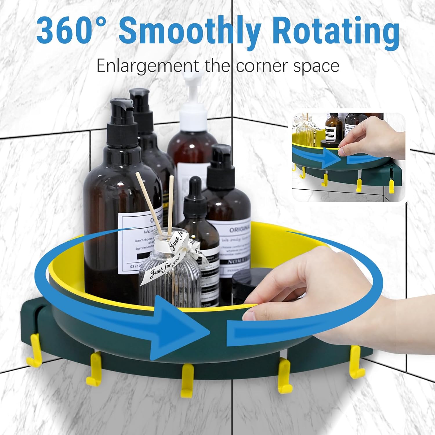 Sarzdras 360 Rotate Corner Shower Caddy Organizer