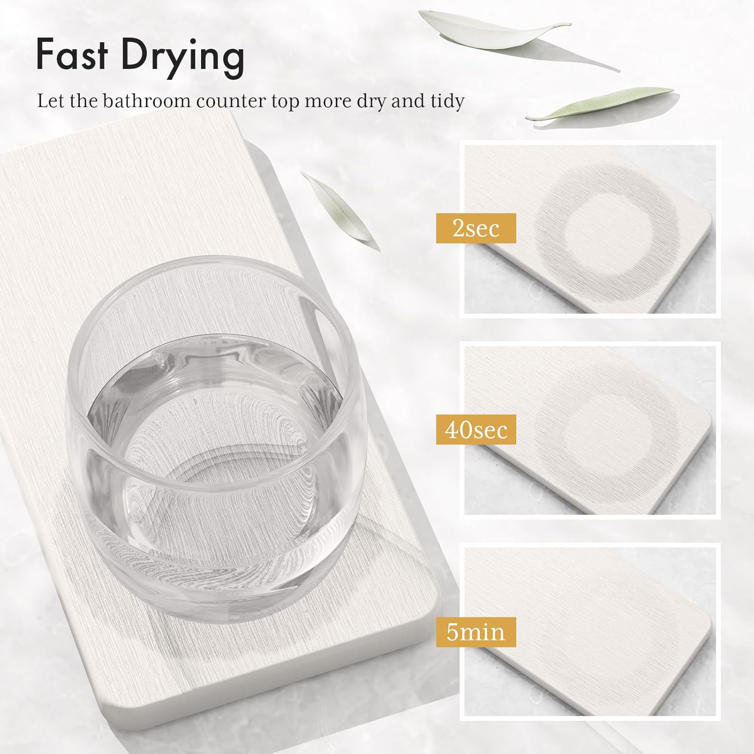 AmazerBath 4 Pack Stone Drying Trays for Bathroom Sink and Kitchen Counter
