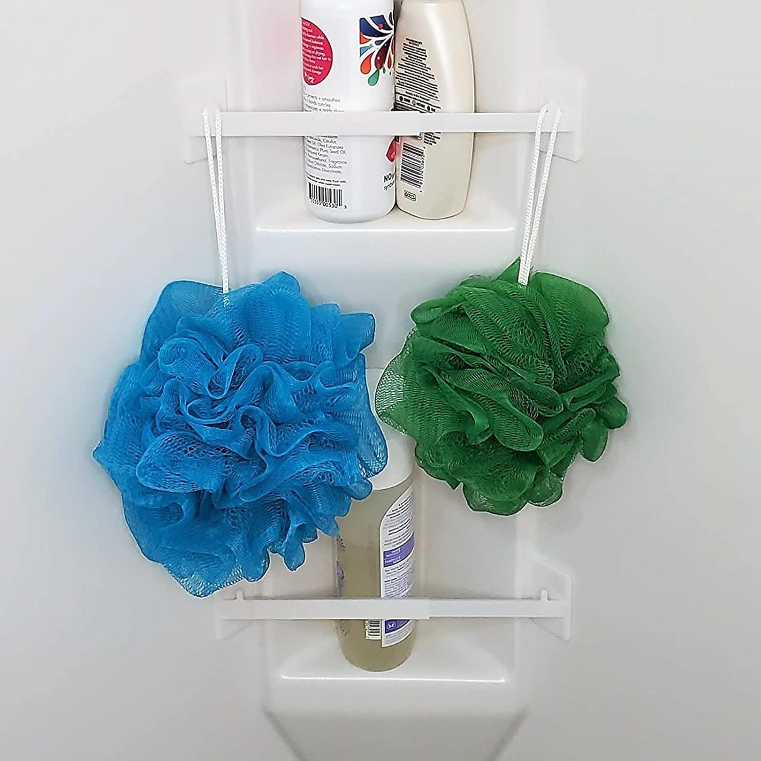 Adjustable Corner Shower Storage Holder with Telescopic Support