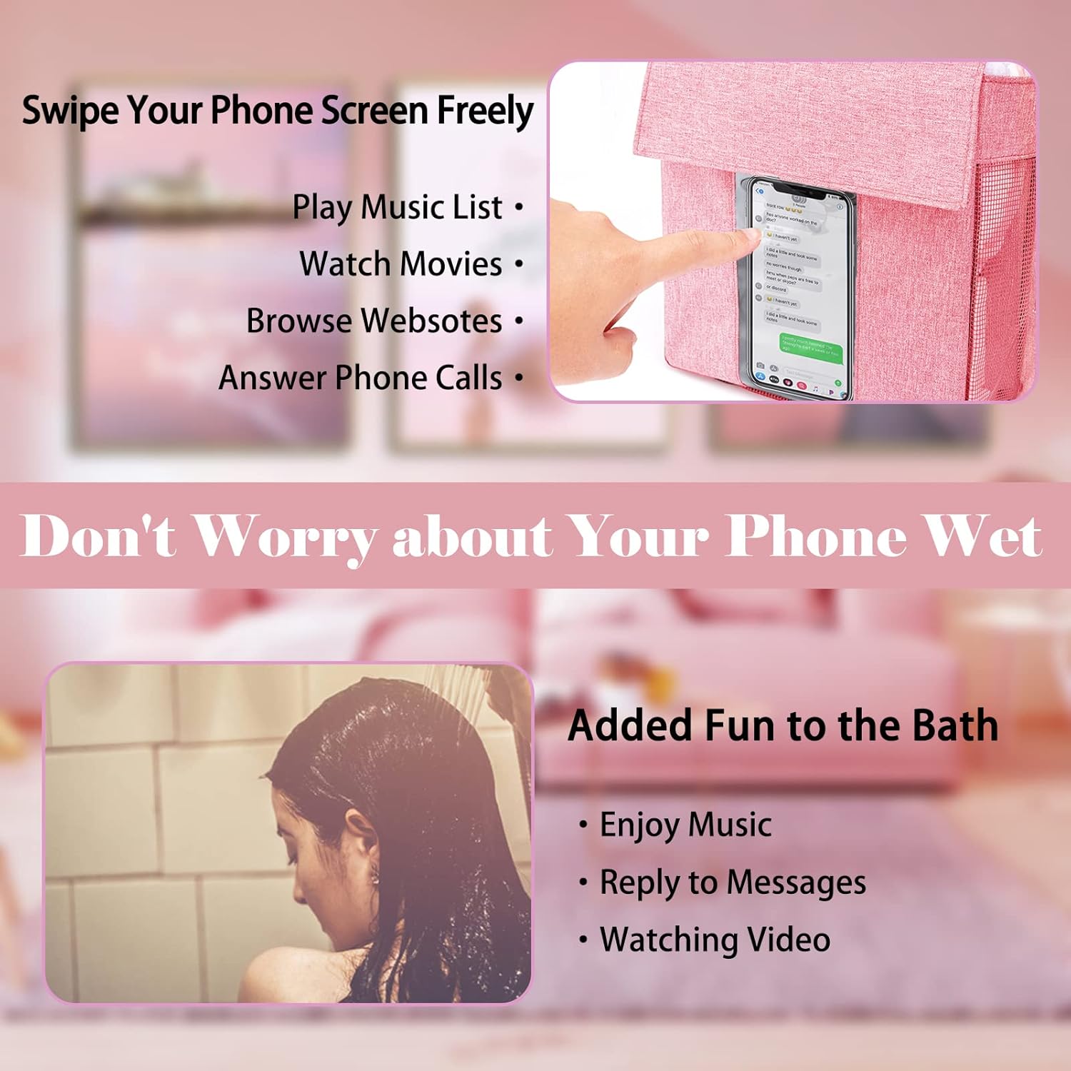 Tingroun Pink Shower Caddy Tote Bag Organizer