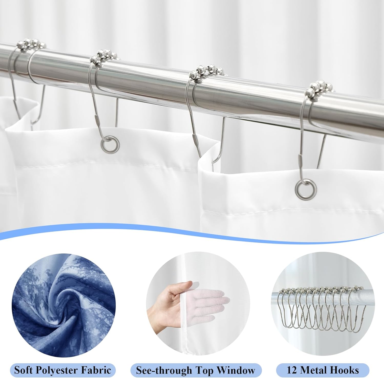ORTIGIA Misty Forest Shower Curtain Set with Liner and Hooks 1