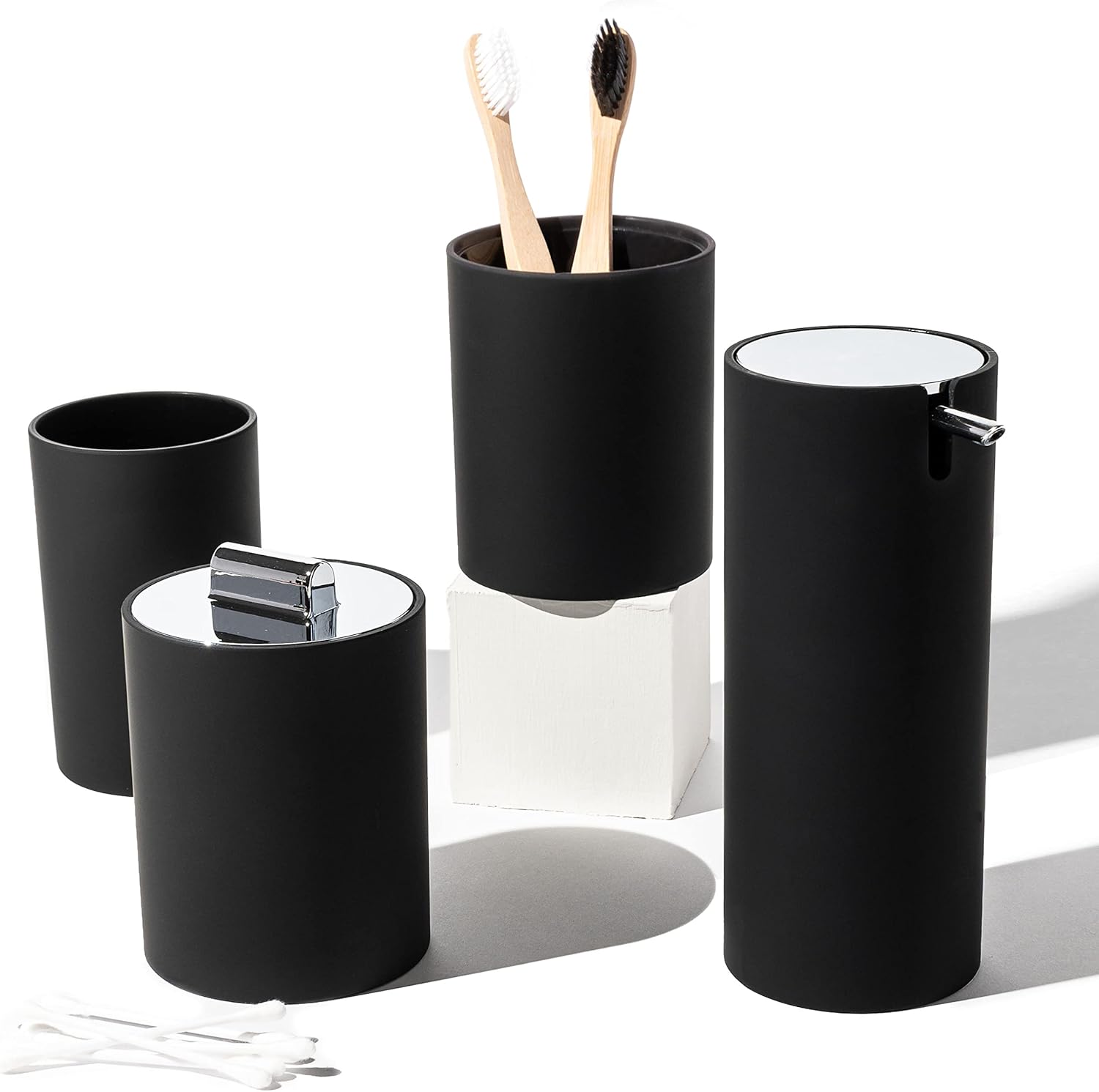 VIRTUNE Matte Black Bathroom Accessory Set 4 Pcs