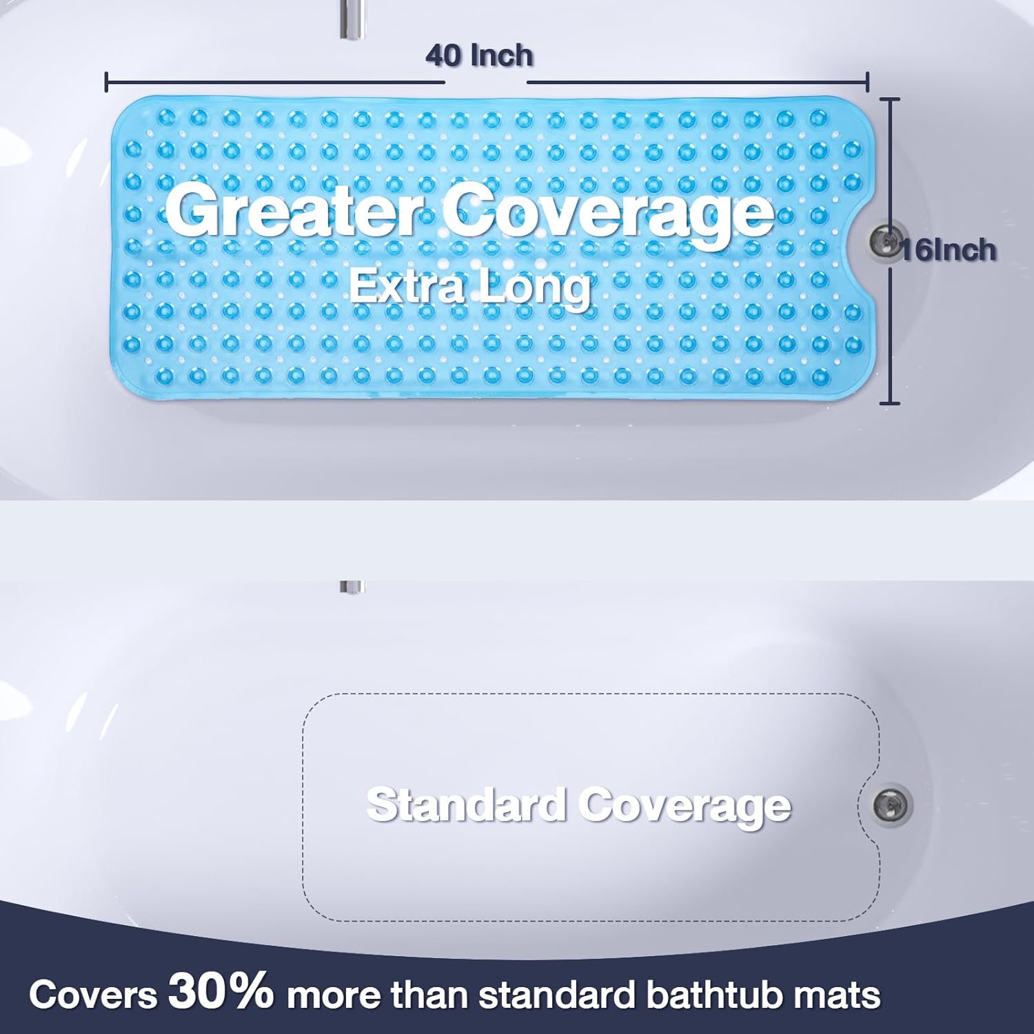 Naoloture Extra Long Non Slip Bath Mat