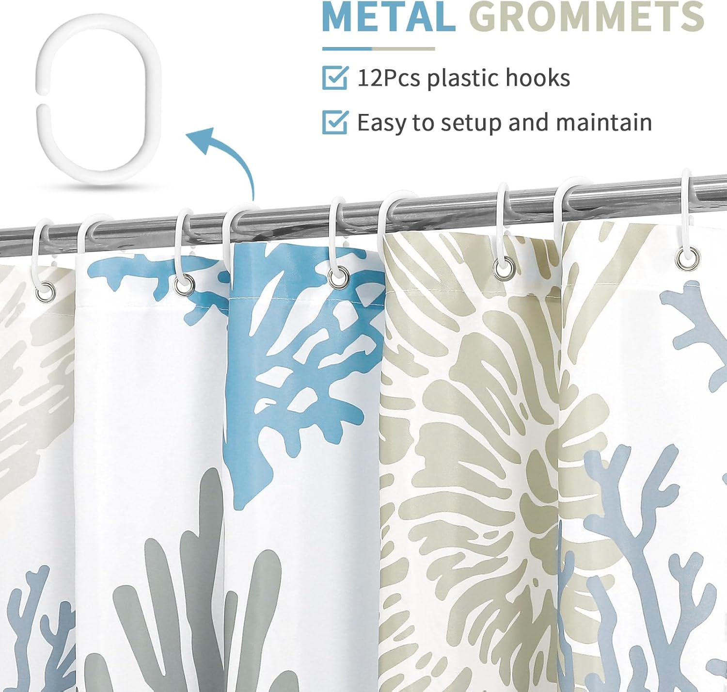 Gibelle Blue Nautical Shower Curtain 72x78 with Hooks