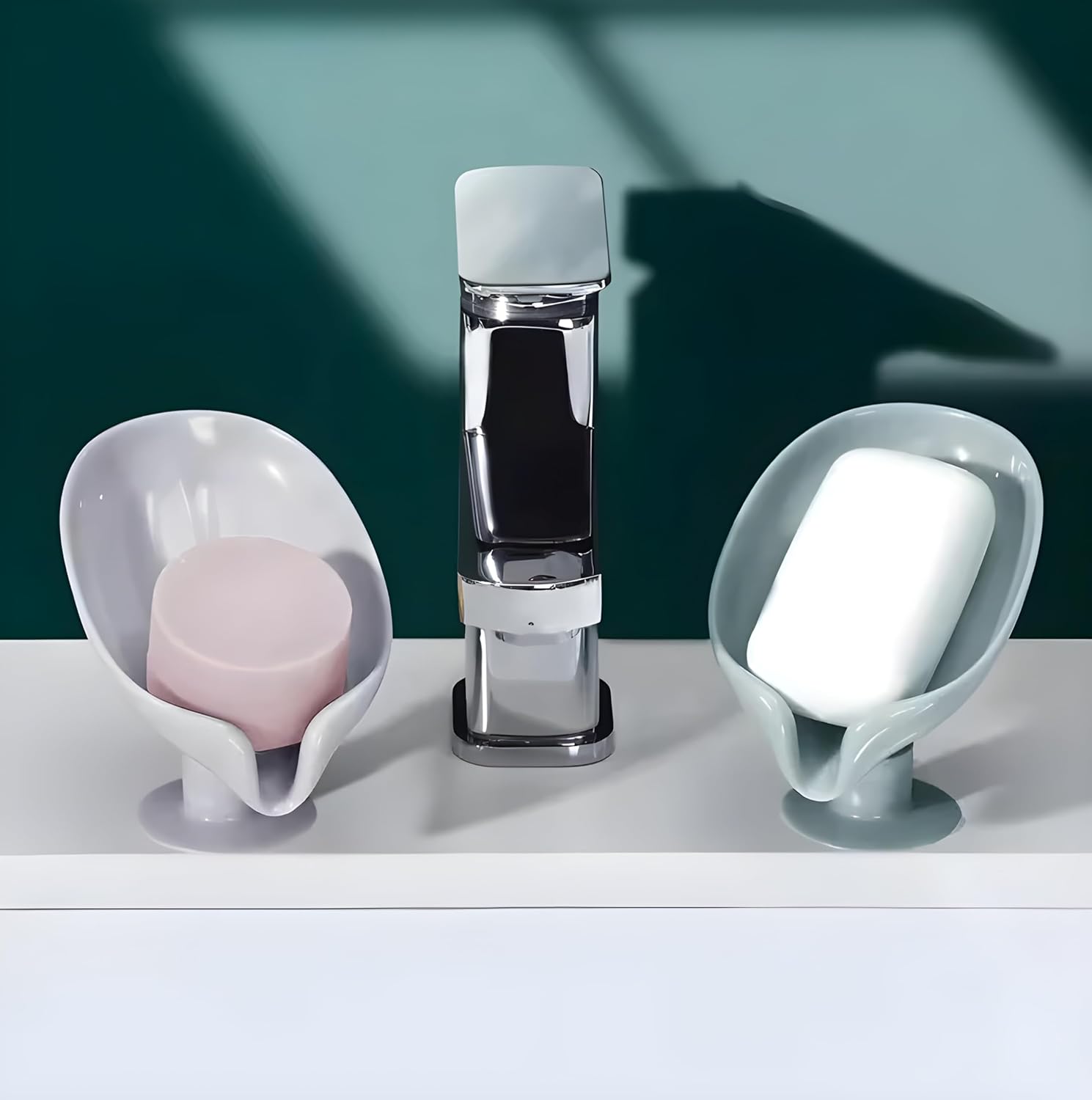 Self-Draining Soap Dish with Suction Cup Holder