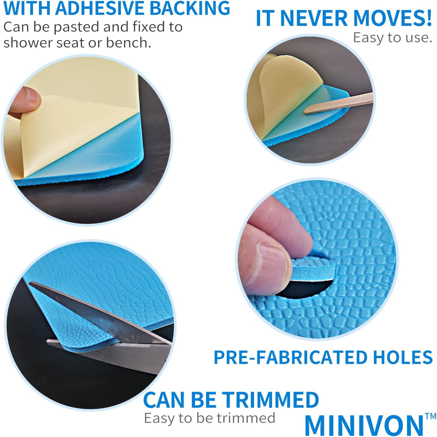 Non Slip Mat for Shower Stool with Adhesive Backing